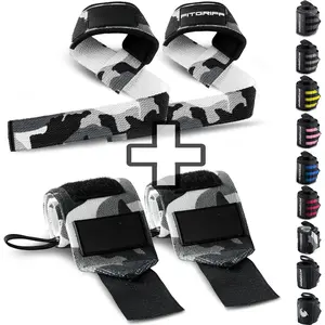 (R) Lifting Straps & Wrist Wraps (Bundle)  Support for Weightlifting & Gym Workouts - for Men and Women