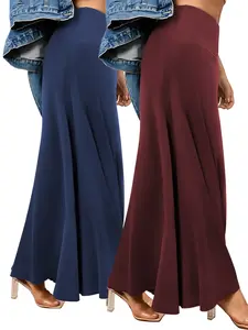 2-Piece Elegant Stretch Fish Tail Skirt Set, High Waist Slimming Fit Plain Design, All-Season Versatile Fashion, Comfortable & Stylish