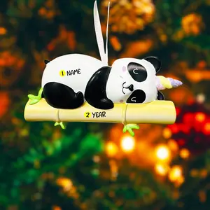 Personalized Panda Unicorn Ornament | Kids Christmas Keepsake