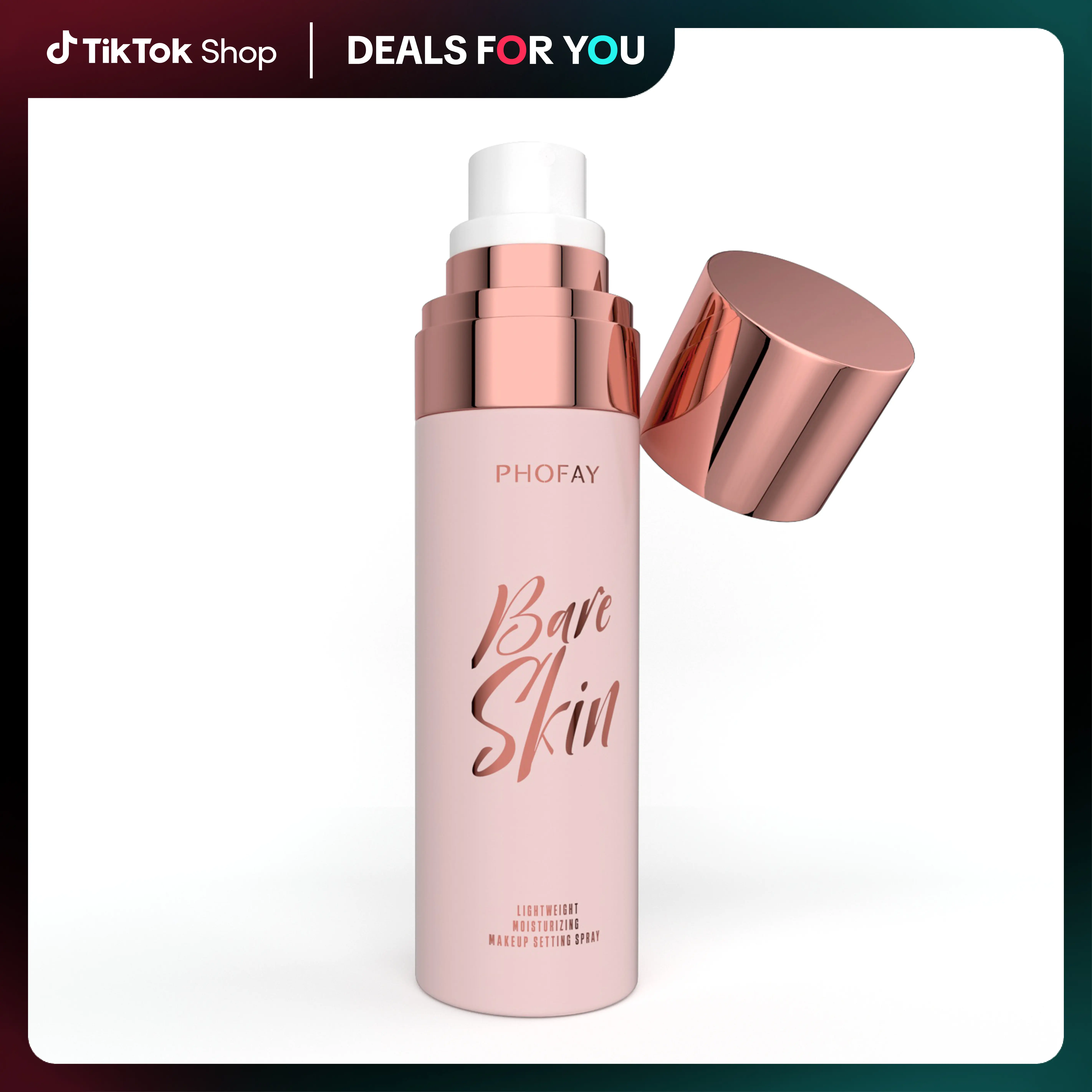 PHOFAY Bare Skin Makeup Setting Spray & Face Mist - 12H Long-Lasting, Alcohol-Free Moisturizing, Waterproof Sweatproof, Peach Scent for Dry Sensitive Skin