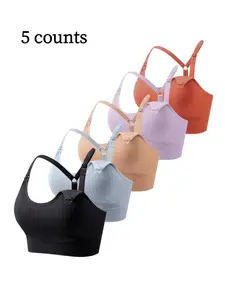 Maternity Solid Color Seamless Nursing Bra, Soft Supportive Detachable Chest Pad Pregnancy Maternity Bra, Maternity Underwear for All Seasons