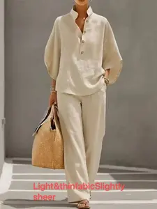 Women's Casual Blouse Set, Loose-Fitting, Lightweight and Breathable, Perfect for Commuting and Vacation, All-Season Wear