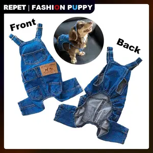 （Please double check the size chart and measure before ordering!!!) REPET Summer new style breathable pet overalls,Comfortable and cute dog jumpsuits, suitable for dachshunds, pug clothes,2025 trendy pet denim vests, dog clothes