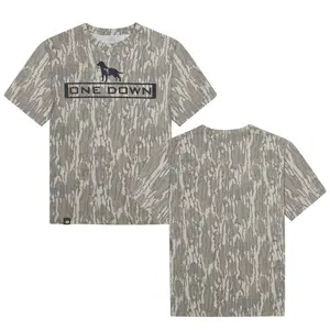 ONE DOWN Designed On Original Bottomland Tshirt, Mossy Oak Black ONE DOWN Bottomland Camouflage Camo Tee