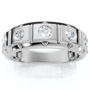 1/2Ct Men's Diamond High Polished Wedding Ring Lab Grown Anniversary Band