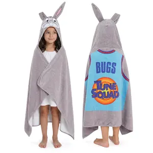 Super Soft & Absorbant Space Jam Animation Bugs Bunny Cotton Hooded Towel 24 x 50 inches, Pack of 1 and Pack of 2