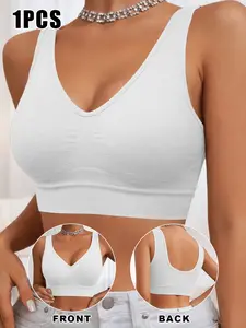 Women's Sport Bra, Thickened Fabric, Plain Design, No Pads, Breathable, Medium Stretch, Yoga, Fitness, Running, Daily Wear