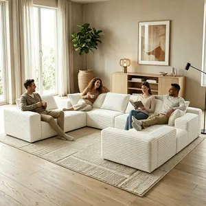 136" Oversized U-Shaped 8-Seater Boneless Cloud Sofa, Boneless Couches, Modular Sectional Couch with Chaise Lounges, 4-in-1 Flexible Combination, Ultra Deep Seat, No Assembly Needed, Ideal for Large Living Rooms#TikTokShopDealsforYouDays
