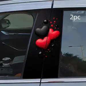 2pcs Heart Drop Car Sticker B-Pillar DIY Middle Pillar Film Decorative Car Accessory