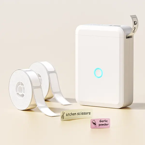 NIIMBOT D110 Mini Label Sticker Printer half inch label printer,Free roll of labels,for Kitchen item identification,Refrigerator refrigeration date label,Food classification label,Bluetooth connectivity，Mobile App Editing,BPA-Free Thermal Label Paper