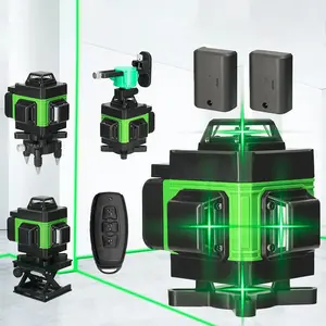 Professional 3D Green Laser Level Set, 8/12/16 Line Self-Leveling High Precision Tool, Auto Calibration Multipurpose Device, 2400mAh Battery Long Life Portable Kit for Construction Woodworking, Indoor Outdoor Ceiling Floor Wall Alignment Equipment