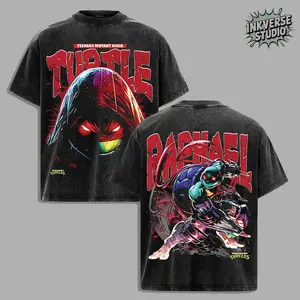 InkVerse Limited Edition Raphael Teenage Mutant Ninja Turtles Graphic Tee, Red Mask Ninja Warrior Sai Weapon Energy Comic Design T Shirt, Mutant Hero Style, Oversized Streetwear Unisex Tee, Neon Vintage Comic Look, Gift for Fans