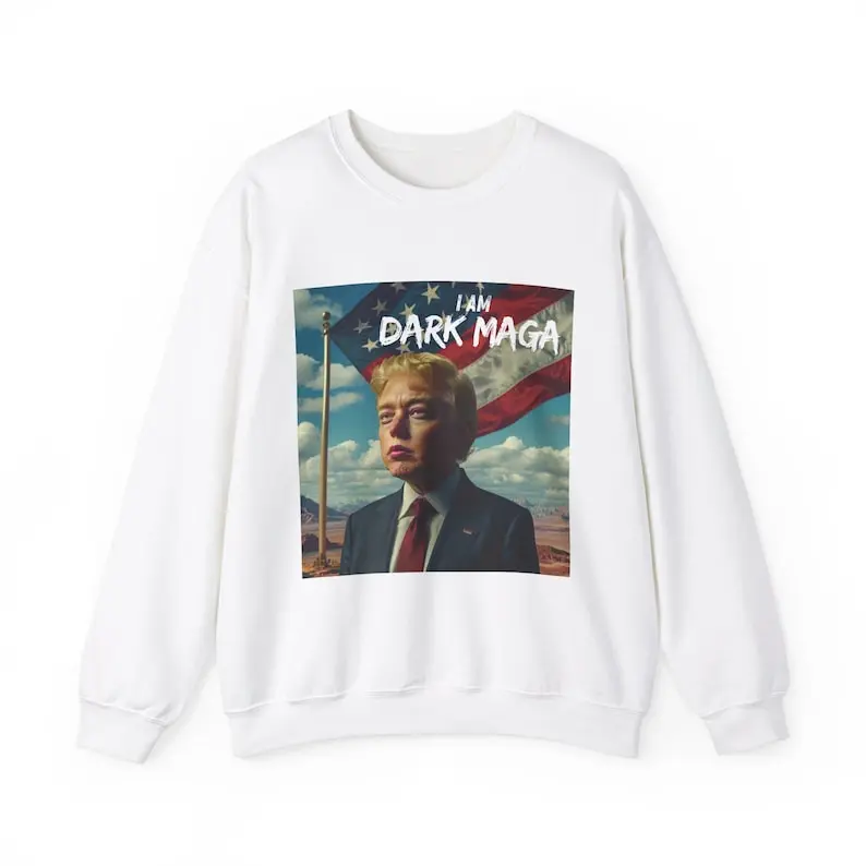 I Am Dark MAGA Elon Musk Trump, America, Unisex Heavy Blend Crewneck Sweatshirt