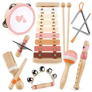 Joyreal Wooden Musical Toys - 8 in 1 Musical Instruments Sets for Toddlers -Wooden Montessori Toy -  Christmas Birthday Gifts for Toddlers