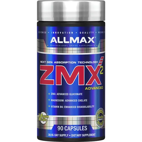 Allmax ZMX2 - Chelated Magnesium, Zinc & Vitamin B6 Supplement - 90 Capsules