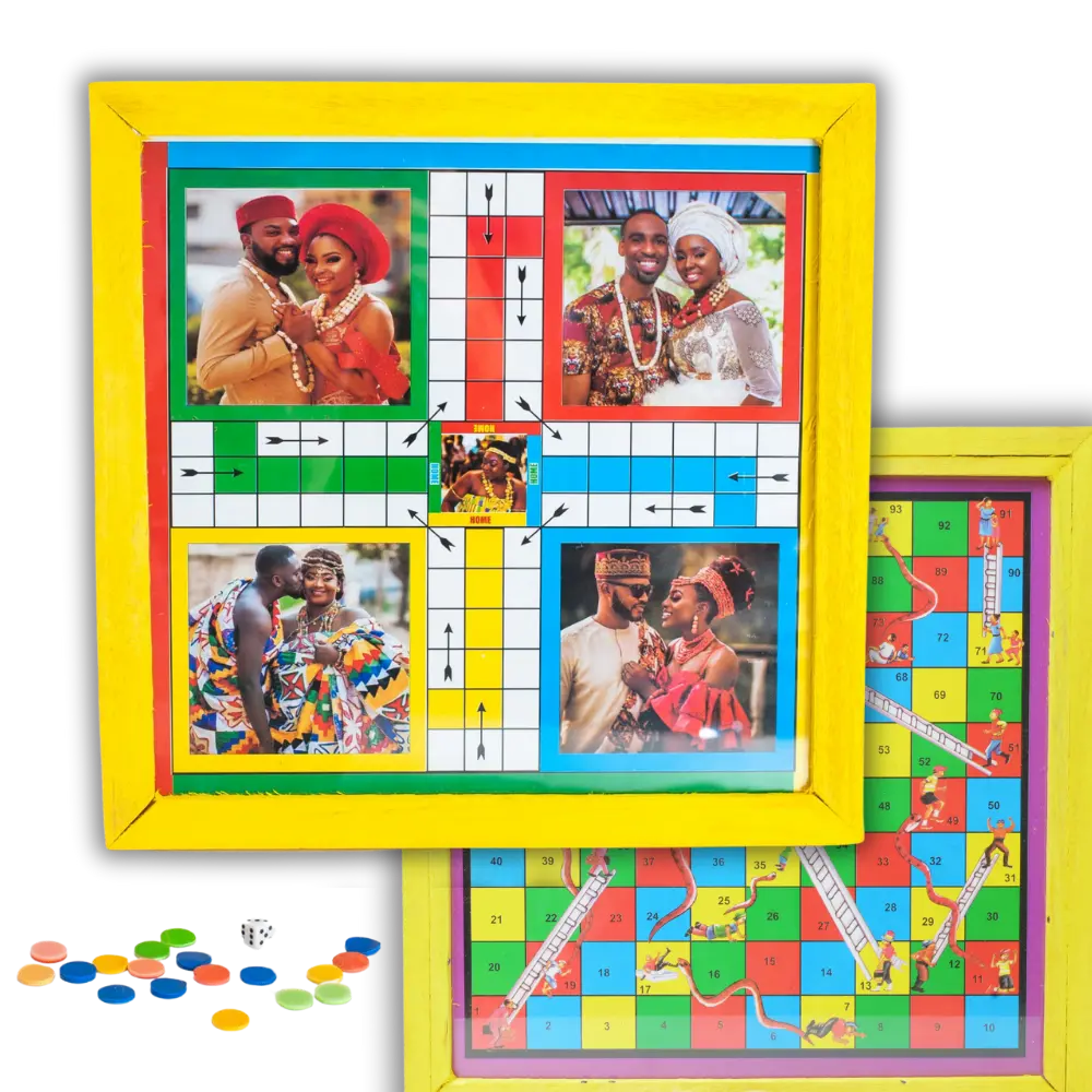 Multicolor Wooden Two Sided Ludo Board Game Family Set