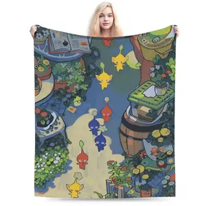 Funny Pikmin Game Plush Blanket Students  Flannel Bedding Throws For Home Decor Super Warm Custom Quality Bedspread Gift Idea