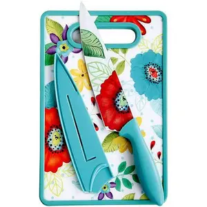 Studio California Gibson Cristy 8" Chef Knife with Sheath & Cutting Board in Turquoise