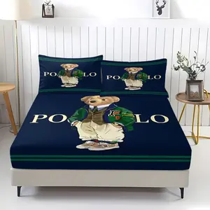 Bear Bed Sheet Set, Non-Slip Dustproof Soft Bedroom & Dormitory Bedding, Decorative Bedsheet Sets, Perfect for Moving, Daily Holiday Gifts, Includes 1 Bed Sheet & 2 Pillowcases