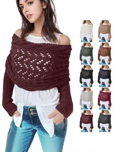 Women's Fashion New Shawl, Winter Knitted Sleeveless Top Scarf, Thick Warm Multi-Functional Shawl, Boho Style Shawl, Scarf Wrap, Poncho Stylish and Cozy Accessories