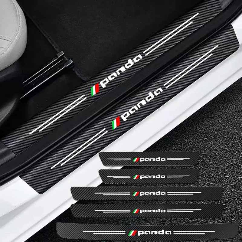 Auto Carbon Fiber Decals Stickers Car Door Threshold Scuff For Fiat Panda accessories