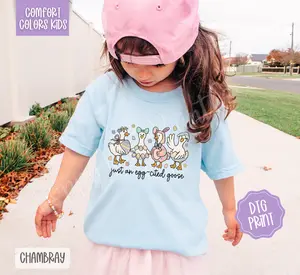 Eggcited Goose Comfort Colors Youth Tshirt