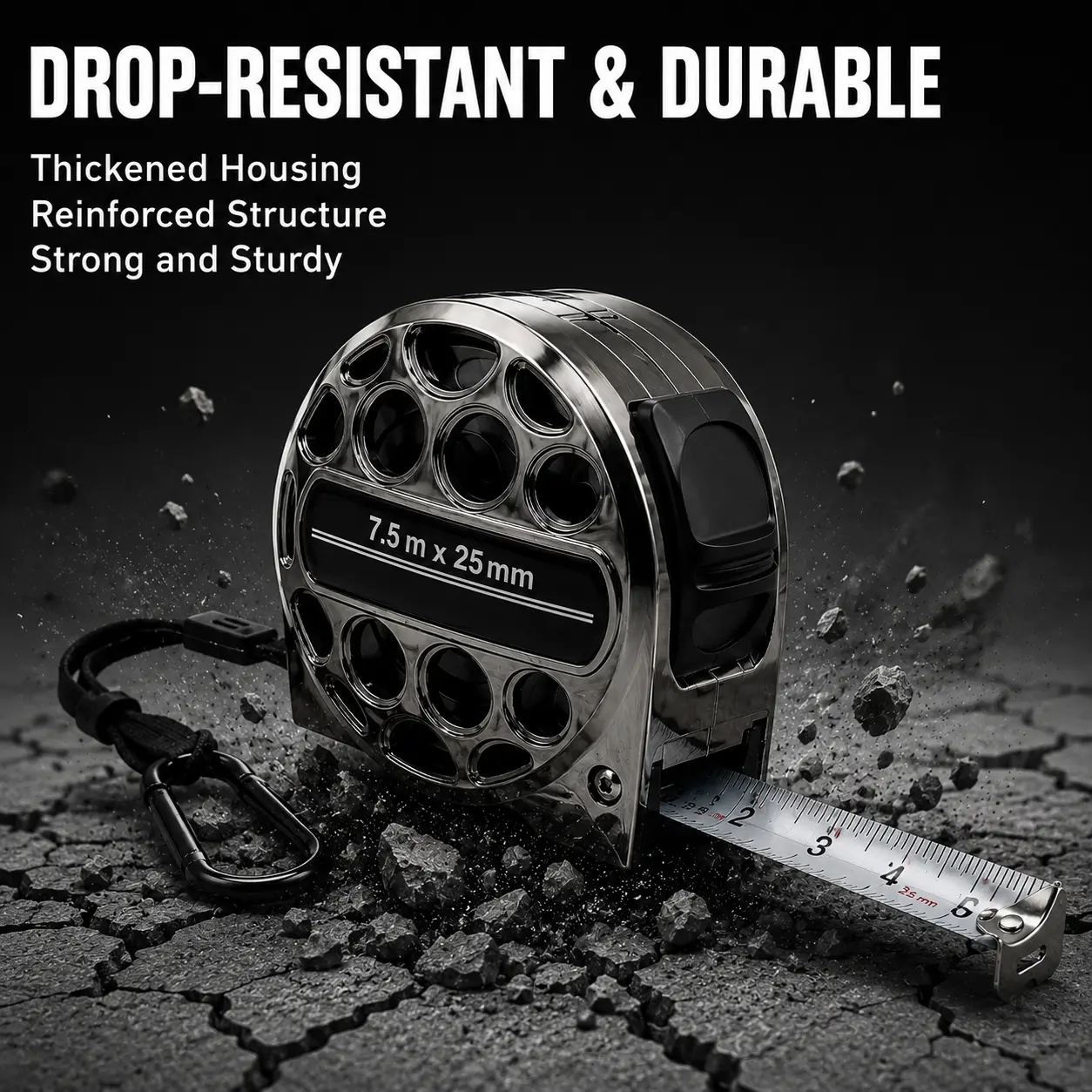 Portable Stainless Steel Durable Tape Measure - 1-Count Rainready Measuring Instrument, Rustproof Retractable Ruler with Waterproof Blade, Ideal for Woodworking Jobs, DIY Workshop Use, Home & Farm Tasks