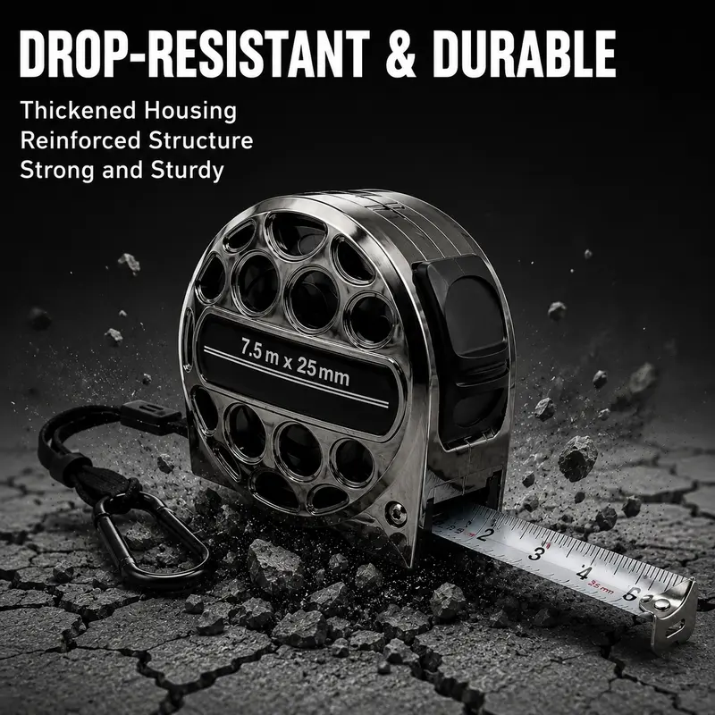 Portable Stainless Steel Durable Tape Measure - 1-Count Rainready Rustproof Retractable Ruler with Waterproof Blade, Accurate Measurement Tool for Carpenters, Daily DIY Enthusiasts (Home Supplies)