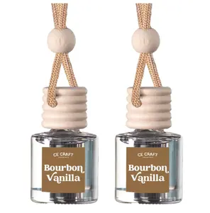 Bourbon Vanilla Car Air Hanging Fragrance Oil Diffuser – Car Air Freshener Diffuser for Essential Oils, Scents Fragrance Aromatherapy Automobile Diffuser, Long Lasting Car Diffuser Bottle