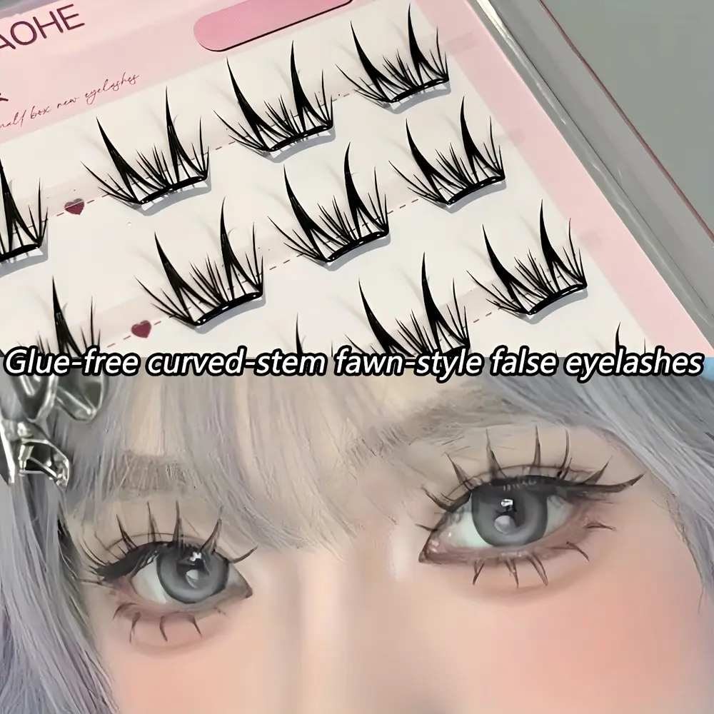 MIXIAOHE Non Glue Thin Film Series False Eyelashes Cosmetic Eyelashes Ultra Thin Natural Eye Cat Eye Style, C-roll curl, length of 6 to 12 millimeters, soft false eyelashes, DIY beauty set, Diy Lash Cluster, reusable, suitable for beginners
