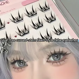 MIXIAOHE Non Glue Thin Film Series False Eyelashes Ultra Thin Natural Eye Cat Eye Style, C-roll curl, length of 6 to 12 millimeters, soft false eyelashes, DIY beauty set, Diy Lash Cluster, reusable, suitable for beginners