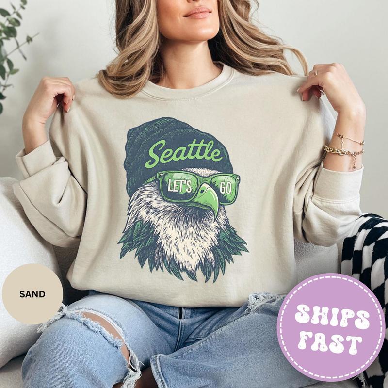 Vintage Seattle Football Eaglee Sweatshirt, Retro Northwest Sports Fan Tee, Unisex Graphic Pullover, Classic Game Day Outfit, Cozy Tailgate Apparel, Trendy Gift for Seattle Football Fans