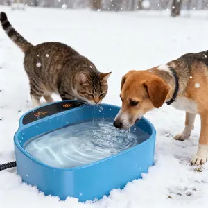 【2026 Upgraded】EVEREASY Heated Water Bowl for Dog & Cat, Outdoor Heated Dog Bowl Provides Drinkable Water & Food in Winter, Heated Pet Bowl for Outside, Smart Thermal-Dish for Rabbit, Chicken, Duck, Rabbit, Chicken, Squirrel (88 OZ)