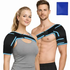 Adjustable Shoulder Brace with Reusable Gel Ice Pack, Hot Cold Therapy Shoulder Support Wrap, Rotator Cuff Pain Relief Compression Brace, Fit Left Right Shoulder for Men Women Daily Recovery and Joint Relief