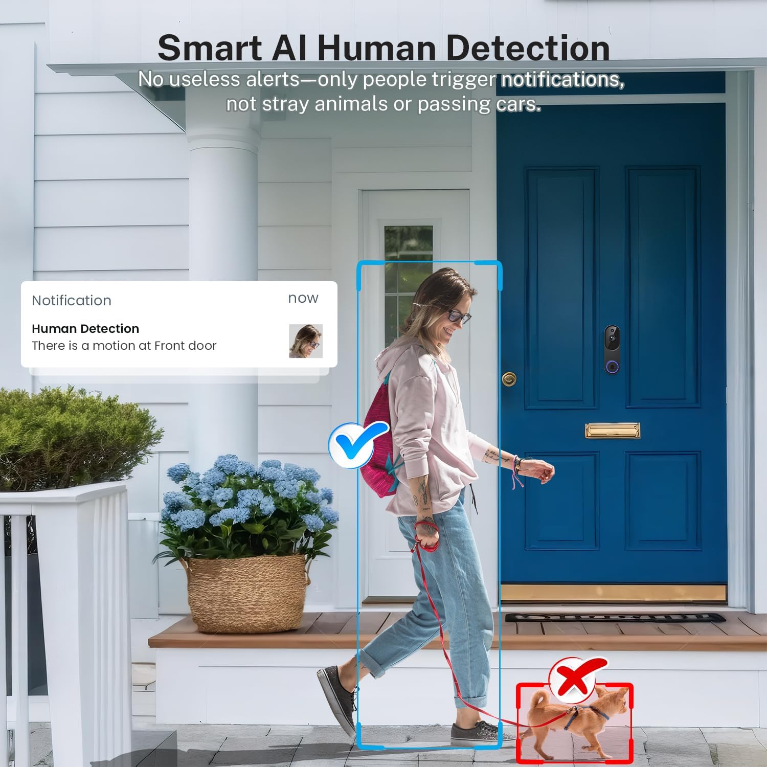1080p Wireless Wi-Fi Video Doorbell Camera with Two Way Audio, Night Vision, Cloud Storage, Smart AI Motion Detection, Support 2.4GHz Wi-Fi only 1080p Wireless Wi-Fi Video Doorbell Camera with Two Way Audio, Night Vision, Cloud Storage, Smart AI Motion Detection, Support 2.4GHz Wi-Fi only