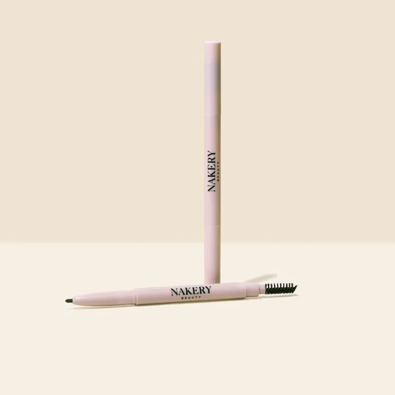 Nakery Universal Brow Definer Cosmetic, 3-in-1 Long-Lasting Formula with Vitamin E & Castor Oil, Fine-Tip & Spoolie Brush, Blend, Eyebrow Pencil, Single Item, All, Makeup, Cruelty Free, Retractable Tip, Lifted Brow Look, Caprylyl Glycol, Copernicia Cerife
