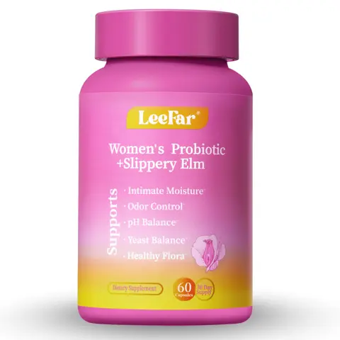 LeeFar Her Juicy Feminine Probiotics Capsules – All-in-One Formula with Slippery Elm, Prebiotics &  Probiotic Blend for Women's pH Balance & dryness– 60 Capsules