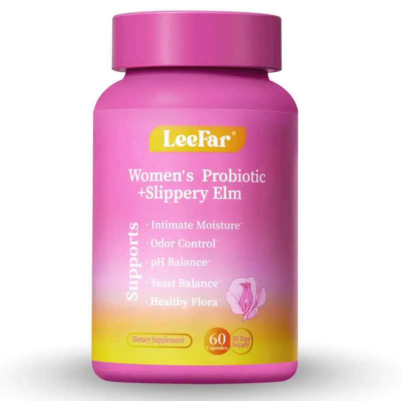 LeeFar Her Juicy Feminine Probiotics Capsules – All-in-One Formula with Slippery Elm, Prebiotics & Probiotic Blend for Women's pH Balance & dryness– 60 Capsules