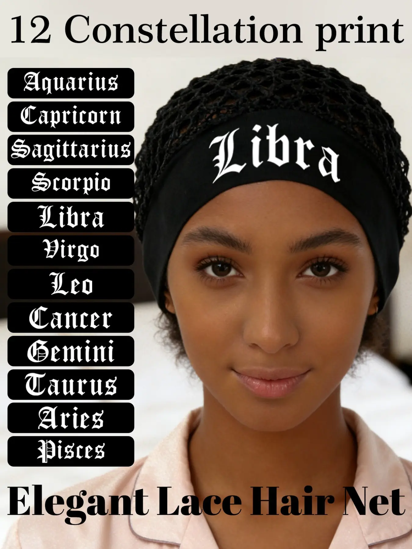 Soft Breathable Lightweight Plain Zodiac Mesh Cap, Ventilated Hat, Sleep Cap, Wig Net Cap, Beauty Hair Care, Daily Sleeping Headwear