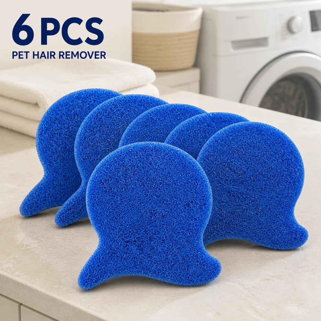 6pcs Pack Laundry Hair Catcher Washing Aid - Reusable Soft Microfiber Effective Lint Collector Balls & Discs, Machine-Insert Gentle Hooks, Traps Loose Hair, Reduces Odors, Clothing Protection for All Types of Fabrics (6pcs for Pet Fur Removal), Hair Trap