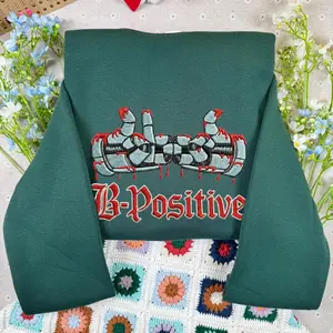 Embroidered B-Positive Bloody Heart Hands Sweatshirt, Space King Captain Hoodie, Flashgitz Parody, Dark Humor Gamer Gift