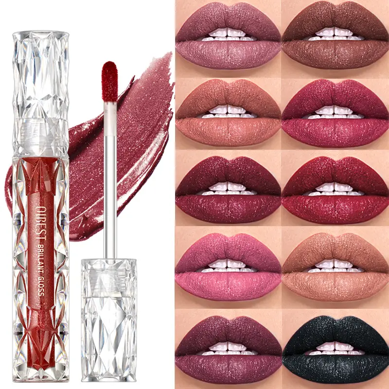 Waterproof fine glitter lip gloss balm with long-lasting non stick cup waterproof pearl glass lip gloss Makeup Cosmetic Pearl Gloss Finish