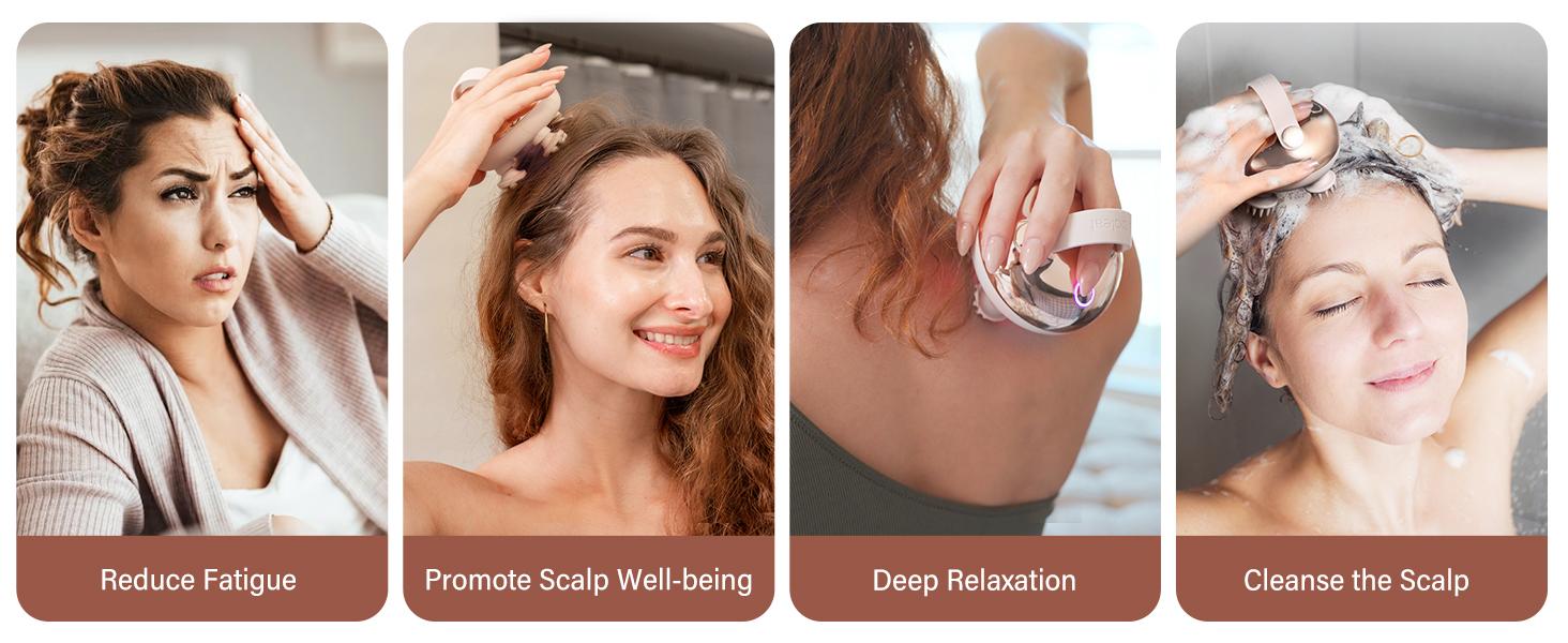 Electric Head Massager Portable Comfort Massager for Stress Relief with 8 Removable Massage Claws Waterproof Rechargeable