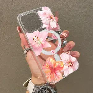 Premium Magnetic Case/Fashion Lily Ultra-Thin Shockproof/Perfect for Gentle Girls/for iPhone 17 Air/16 Plus/15 Pro Max/14 Pro/13/12/11, Protective Accessories/TMYKLCX81