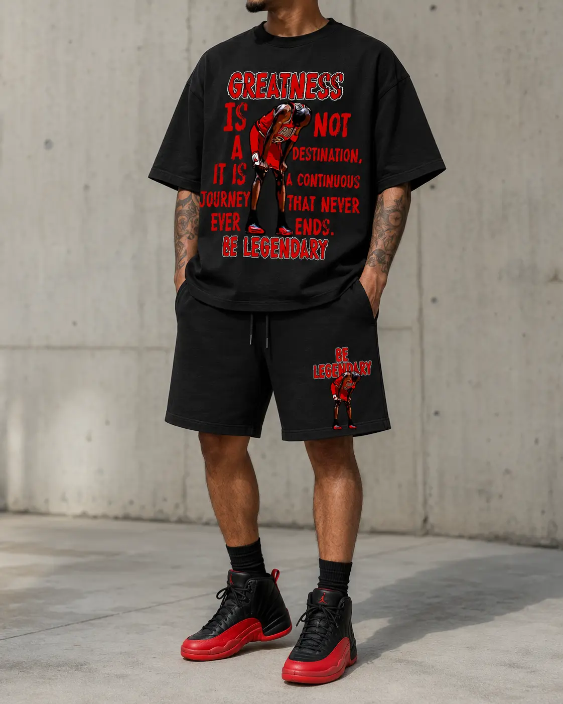 Be Legendary Short Set – Jd 12 “Flu Game” Matching Outfit
