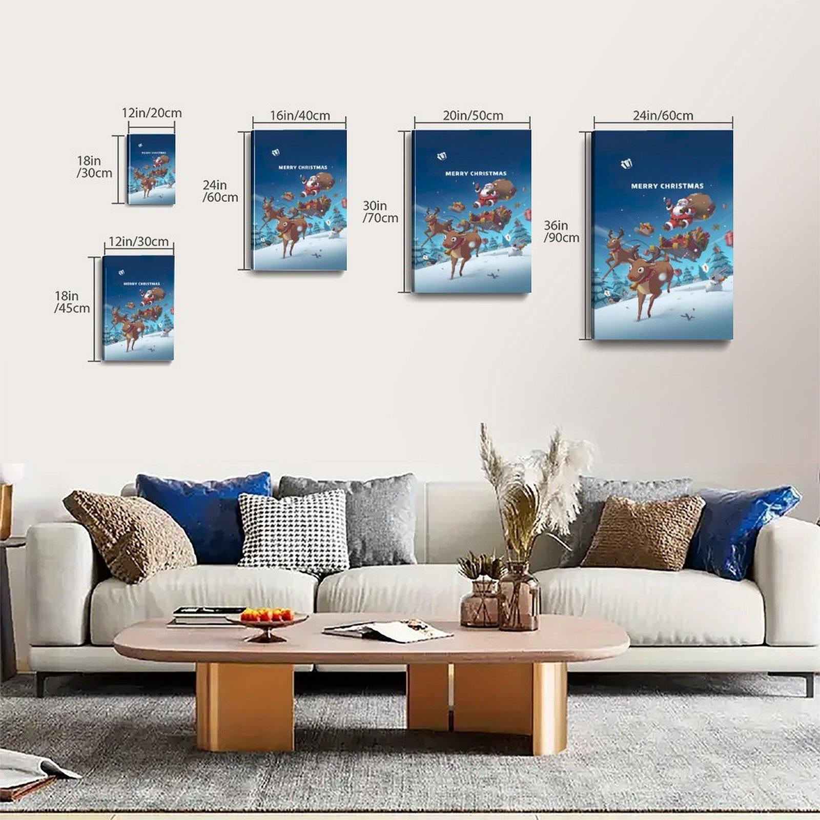 MERRY CHRISTMAS Poster Elk And Santa Claus Poster Decorative Painting Canvas Wall Art Picture Print Modern Family Bedroom Decor