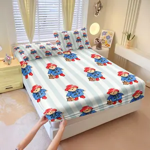 3-Piece Paddington Bear Fitted Sheet SetIncludes 1 duvet cover and 2 pillowcases (inserts not included). Cute striped bedding for kids and adults.