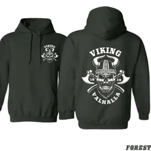 Viking Warrior Hoodie – Skull & Axe Valhalla Design – Norse Mythology Sweatshirt – Bold Men’s Winter Outfit – Cyber Monday Sale 2025 Classic Menswear