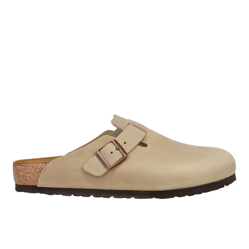 BIRKENSTOCK Mens Boston Oiled Leather Clogs Casual - Beige BIRKENSTOCK Mens Boston Oiled Leather Clogs Casual - Beige
