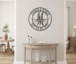 Elaborate Split Letter Family Name - Steel Sign